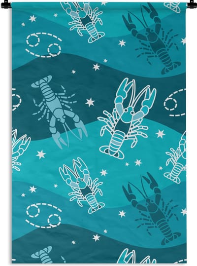 Wandkleed - Wanddoek - Zodiac - Kreeft - Design - 60x90 cm - Wandtapijt