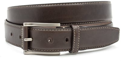 Heren riem midden bruin - Leren jeansriem 3,5cm met zilverkleurige gesp - Leer - Jeans riem - Sportief - Maat 90