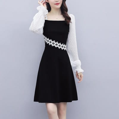Vrouwelijke Zoete Chiffon Splicing Jurken met Lange Mouwen Leeftijd-defying Fairy Mori Systeem A-lijn Jurken met Hoge Taille XXXL gray