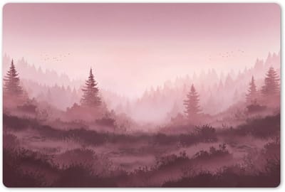 Placemats 45x30 cm - Placemat kunststof - 1 stuk - Landschap - Mistig - Roze - Borden onderleggers - Decoratie voor op tafel - Keuken tafeldecoratie accessoires - Vinyl onderlegger - Tafelversiering