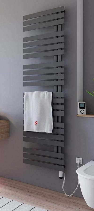 Schulte BREDA - elektrische designradiator - 60 x 169 cm - antraciet - handdoekdroger - verwarmingselement rechts - type 5 - digitale afstandsbediening - 800 Watt - ruimteverwarmer - H02416960-E5R 57