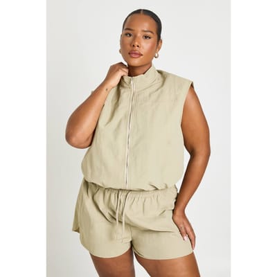 boohoo Dames Plus Nylon Hardloopshorts | Olijf | Maat: 44