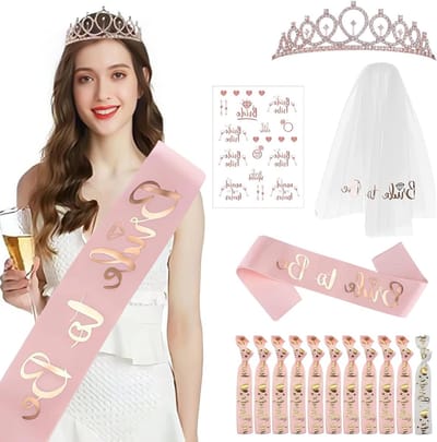 Bruid en Team Bruid Armbandenset voor Bachelorette Party - 15 Stuks met Tiara, Sash en Tattoos