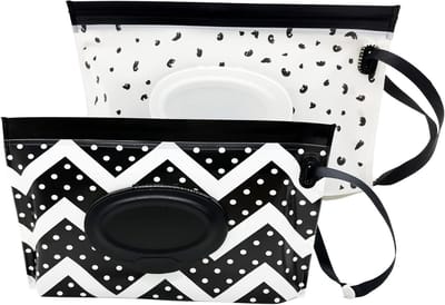 Draagbare Natte Doekjes Pouch - Baby Luier Zakjes - Onderweg Schoonmaken - Herbruikbaar Navulbaar - 2 Stuks - Wave Veer