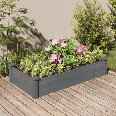 vidaXL - Plantenbak - verhoogd - met - voering - 120x60x25 - cm - vurenhout - grijs