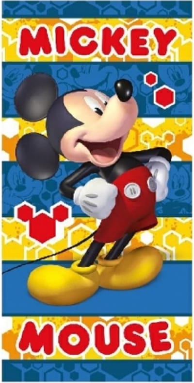 Disney Mickey Mouse - Strandlaken - 140 x 70 cm. - Badhanddoek - blauw met geel