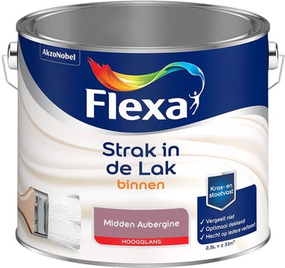Flexa - Strak In De Lak Binnenlak Hoogglans - Midden Aubergine - Mengverf - 2,5 L