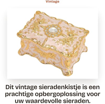 Dailygoods- Sieradenkistje Antiek - Grote Sieradendoos - Met Deksel voor Ringen/Oorbellen - Hoogwaardig Metaal - Fluwelen Voering - Uniek Ontwerp - Juwelendoos