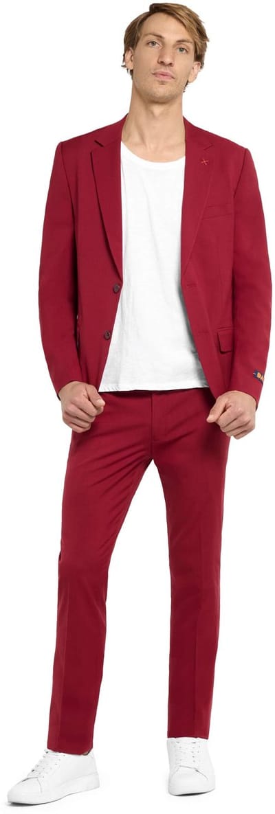 OppoSuits Daily Bright Burgundy - Casual Heren Pak - Kostuum - Inclusief Blazer en Pantalon - Maat EU 46