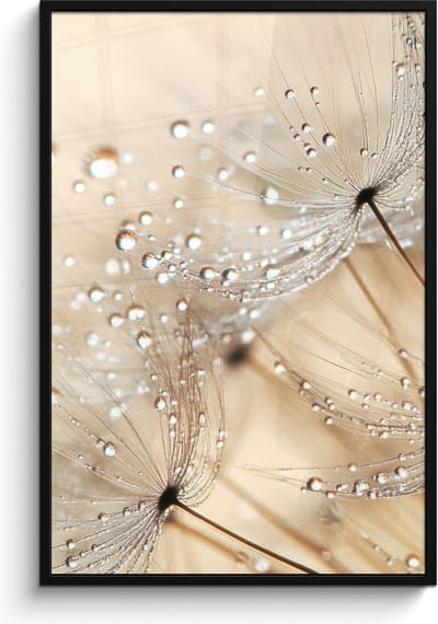 Poster in lijst - Fotolijst 80x120 cm - Posters - Paardenbloem - Abstract - Natuur - Beige - Posterlijst zwart - Decoratie - Wanddecoratie woonkamer - Muurdecoratie slaapkamer