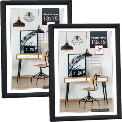 Zep Fotolijst - 2x stuks - zwart - kunststof - voor foto van 13 x 18 cm - staand / hangend