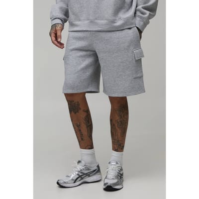 Tall Essential Relaxed Fit Cargo Jersey Short | Grey Marl | Size Small