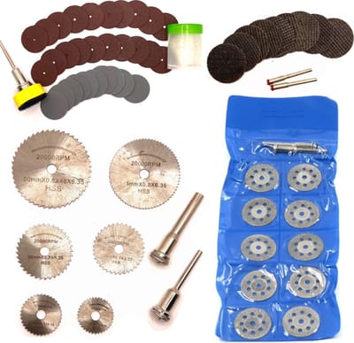 63 delige Multitool accessoireset – Diamant snijschijven – Doorslijpschijfset – Snijschijven set – Diamant slijpschijf ø3,00 mm – Mini cirkelzaagblad – Cirkelzaagblad – ø 16 mm – ø 20 mm – ø 22 mm – ø 25 mm – ø 30 mm – LOUZIR