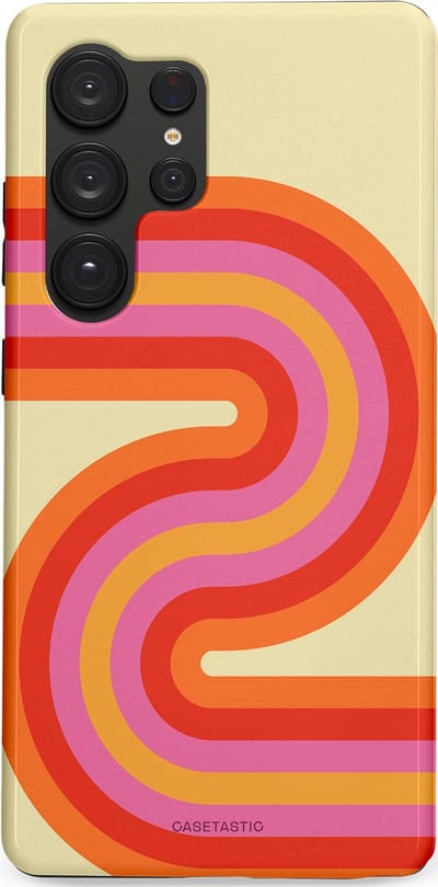 Casetastic hoesje geschikt voor Samsung Galaxy S25 Ultra - Dubbellaagse bescherming - Retro wave - Fashion Case - Zand Rood Oranje Roze