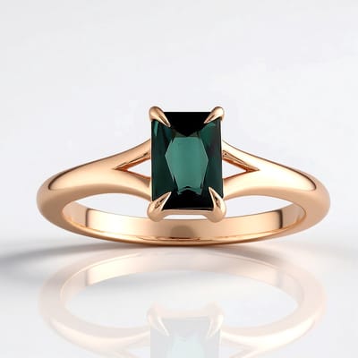Cavill - Zilveren ring 925 Sterling - Roségoud verguld - 0,96 ct Indigoliet achthoek geslepen - Elegante minimalistische Braziliaanse ring