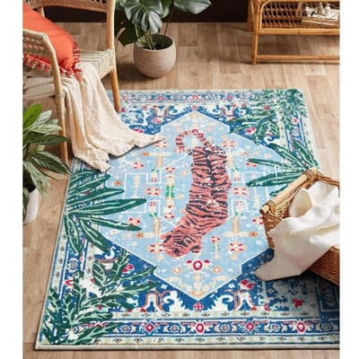 Boho Vintage Tijger Tropische Jungle Vloerkleden Accent Oosters Tapijt voor Slaapkamer Keuken Woonkamer Binnen Entree Deurmat 80*120cm