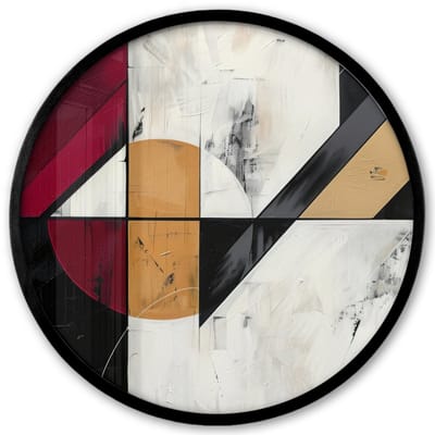 Poster in lijst Rond - Fotolijst 40x40 cm - Posters - Modern - Abstract - Geometrisch - Rood - Industrieel - Ronde posterlijst zwart - Decoratie - Wanddecoratie woonkamer - Muurdecoratie slaapkamer