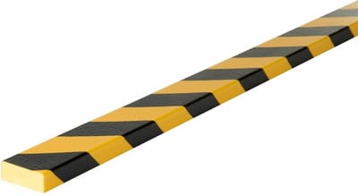 Knuffi stootrand vlakprofiel type D – geel-zwart – 5 meter - Geel & Zwart - 500 cm x 50 mm x 20 mm- - Polyurethaanschuim (PU) - - Voor binnen & buiten