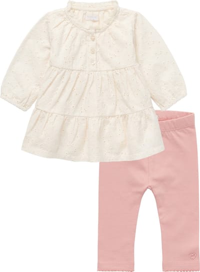 Noppies - Kledingset - 2 delig - Jurk Leawood Butter Cream - Legging Lecanto Misty Rose - Maat 86
