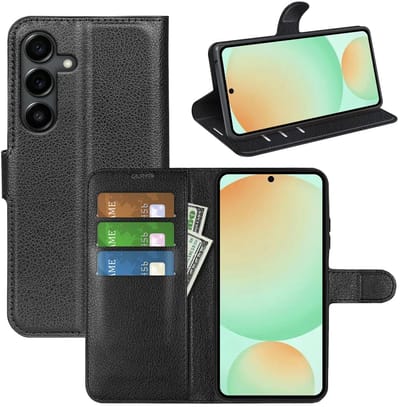 MobyDefend Hoesje - Geschikt voor Samsung Galaxy S25 FE - Kunstleren Wallet Book Case (Sluiting Voorkant) - Zwart