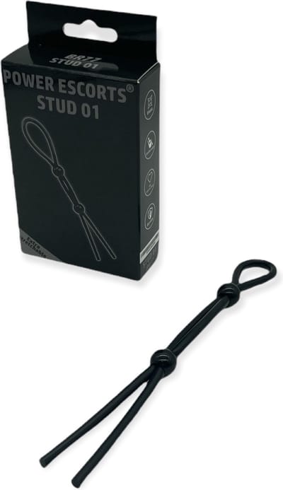 Power Escorts Black Power Stud 01 Verstelbare Cockring - BR77 - Zwart