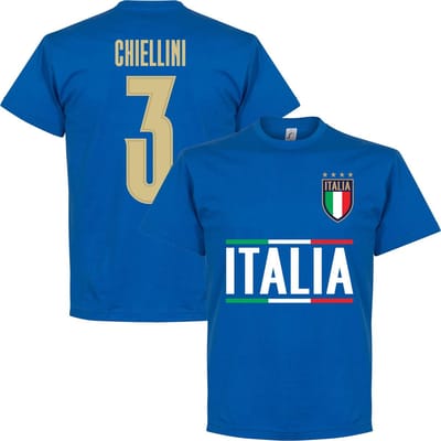 Italië Chiellini 3 Team T-Shirt - Blauw - S