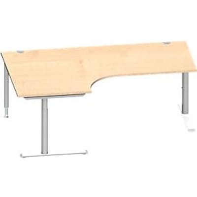 Schäfer Shop Genius hoekbureau MODENA FLEX 90°, aanbouw links, C-voet ronde buis, B 2000 mm, ahorn/wit
