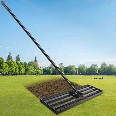 Professionele Gazonhark 75x25 cm - Tuingereedschap voor Efficiënt Nivelleren van Bodem met Verstelbare Handgreep