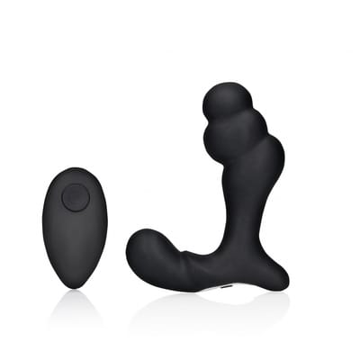 Shots - Ouch! OU906BLK - Stacked Vibrating Prostate Massager with Remote Control - Black