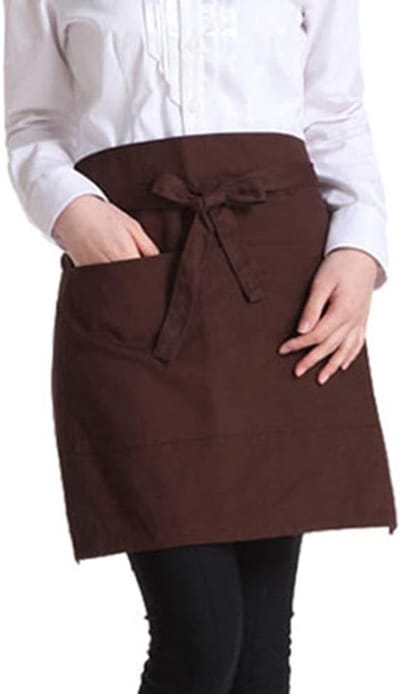 Praktische Taille Schort met 2 Zakjes voor Ober en Serveerster, Katoenen Korte Schort voor Keuken en Restaurantgebruik
