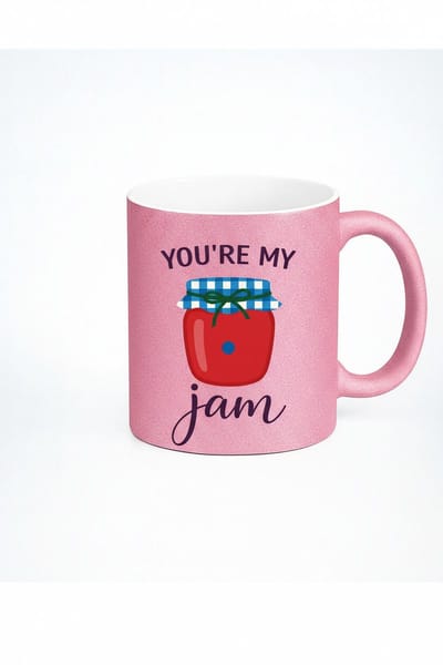 Roze Glitter Mok 'You're My Jam' - Liefdevol Cadeau & Koffiemok