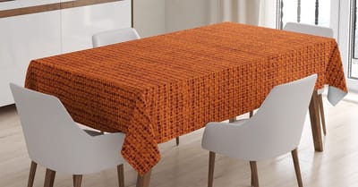 New Bed Sinaasappel Mesh-look lijnen met warme tinten print Rechthoekig tafelkleed voor eetkamer en keuken, zeer duurzaam 140cm X 170cm