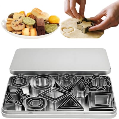 Set van 30 stuks - Uitsteekvorm - Koekjesvormpjes van roestvrij staal - mini-polymeerkleivormen van roestvrij staal - Met opbergdoos - Fruitvormen - Roestbestendig - Zilverkleurig - Geschikt voor doe-het-zelftaarten, gebak en baksels voor kinderen