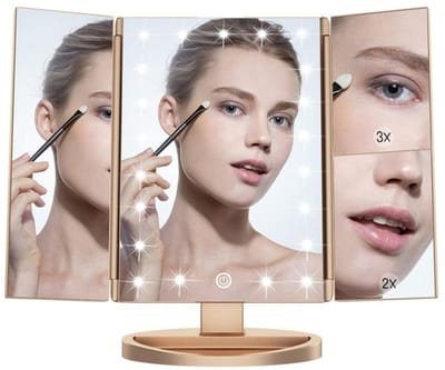 KAD® Hollywood Spiegel met Verlichting - Vanity Mirror - Makeup Spiegel - Goud - 28cm x 18cm x 7cm