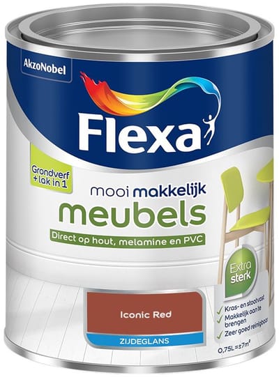 Flexa - Mooi Makkelijk Meubels Zijdeglans - Iconic Red - Mengverf - 750 Ml