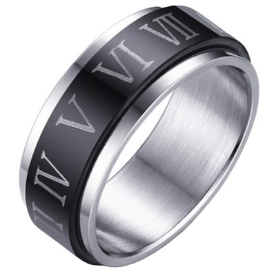 Stalen Spinning ring met Romeinse Cijfers-18mm