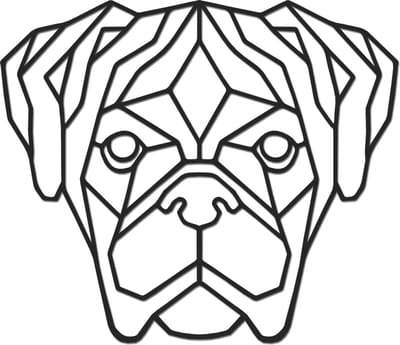 Hout-Kado - Boxer - Small - Zwart - Geometrische dieren en vormen - Hout - Lasergesneden- Wanddecoratie
