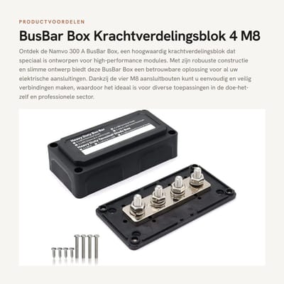 Dailygoods - BusBar Box - Krachtverdelingsblok - 4 M8 Aansluitbouten - Voor elektrische installaties - Duurzaam en betrouwbaar - Ideaal voor professio...