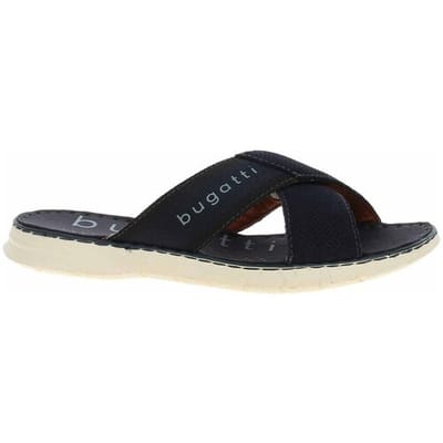 Bugatti leren slippers met leren voetbed blauw - Maat 41