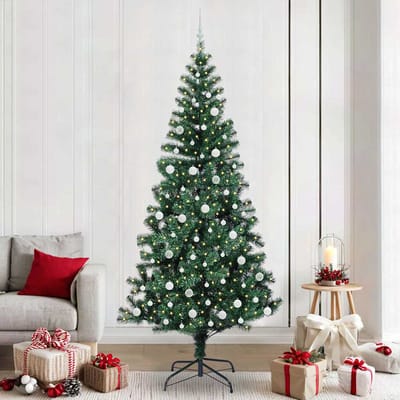 vidaXL - Kunststof - Voorverlichte - Kerstboom - Groen - 240 - cm - PVC - en - Metalen