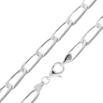 Cavill - Zilveren ketting 925 sterlingzilver - Rhodium verguld - Platte ovale schakels - 45 cm - Karabijnsluiting - Elegante damesketting