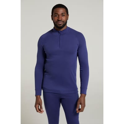 Mountain Warehouse Heren Talus Zip Neck Thermo Top met lange mouwen (Donkerblauw)