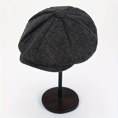 Béret Vintage pour Homme avec Visière Casquette de Loisirs Respirant & Doux pour la Peau avec Tour de Tête Réglable Style Street 1pc noir