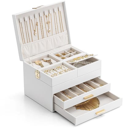 Dailygoods - Sieradendoosje Groot met 2 Laden - Elegante Sieradenopslag voor Dames
