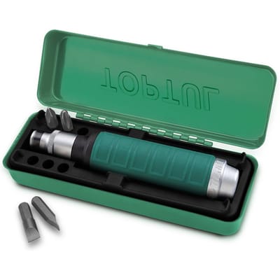 Slagschroevendraaier TOPTUL 1/2,Bitadapter,Bits(2x SL,2x PH)