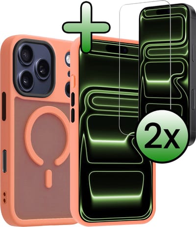 Hoesje Met 2x Screenprotector - Geschikt voor iPhone 17 Pro / 18 Pro - Magsafe Compatible - Sterk & Shockproof - Back Cover - Shock Proof Case - Telefoon Hoes - Perzik