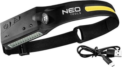 NEO Hoofdlamp met Bewegingssensor LED XPE + COB, oplaadbaar via USB C - Rubber