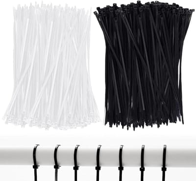 Kabelbinders 400 stuks - Plastic Ties - Kabel Organisatie - UV-bestendig Nylon - 100 x 2.4 mm - Zwart Wit