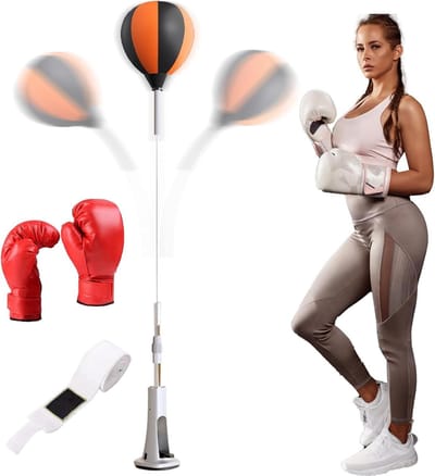 Bokszak met standaard - Ponsbal set - Stress verminderen - Snelle reset veer - 50-59 inch - Meerkleurig