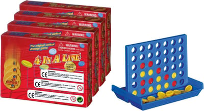 Reisspel - 4x - 4 Op een rijtje - 10,3 x 14,3 x 3,3 cm - Denkspel speelgoed - kinderen en volwassenen